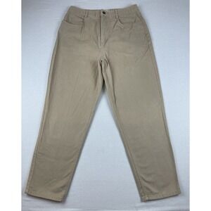 Talbot's Women's Denim Jeans Beige Khaki Color‎ Size 14  Petite 5 Pockets Cotton